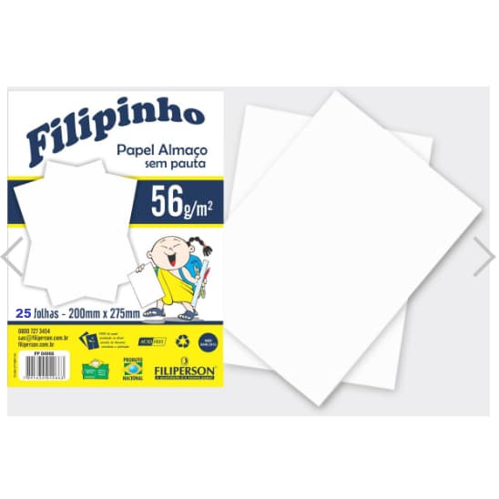 PAPEL ALMAÇO SEM PAUTA E MARGEM 200 MM X 275 MM 56 G – FILIPERSON.