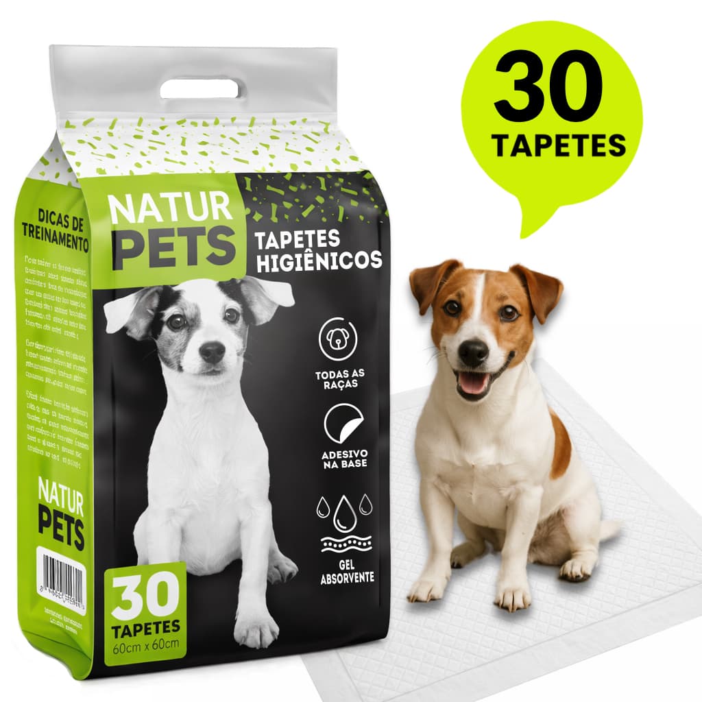 30 Tapetes Higiênicos 60x60 para Cães Gel Absorvente Anti Vazamento - Branco