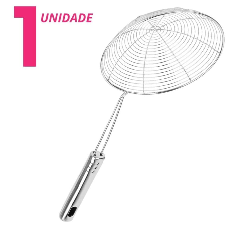 Escumadeira Inox Aramada 19cm Profissional Para Fritura Massa Cozinha Resistente