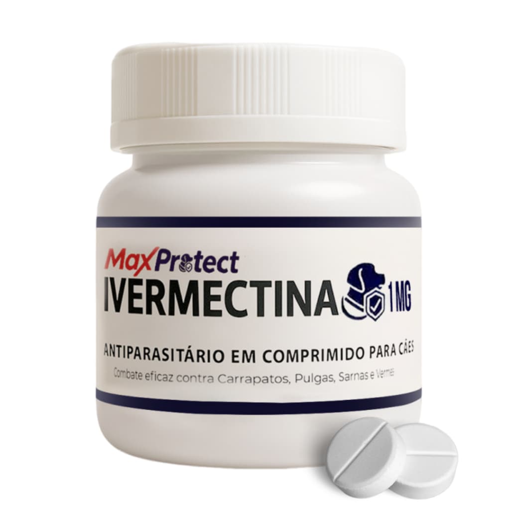 Ivermectina 1mg P/ Cães e Gatos de 1kg a 7,5kg  Combate Pulgas Carrapatos Sarnas Vermes - 20 Comp