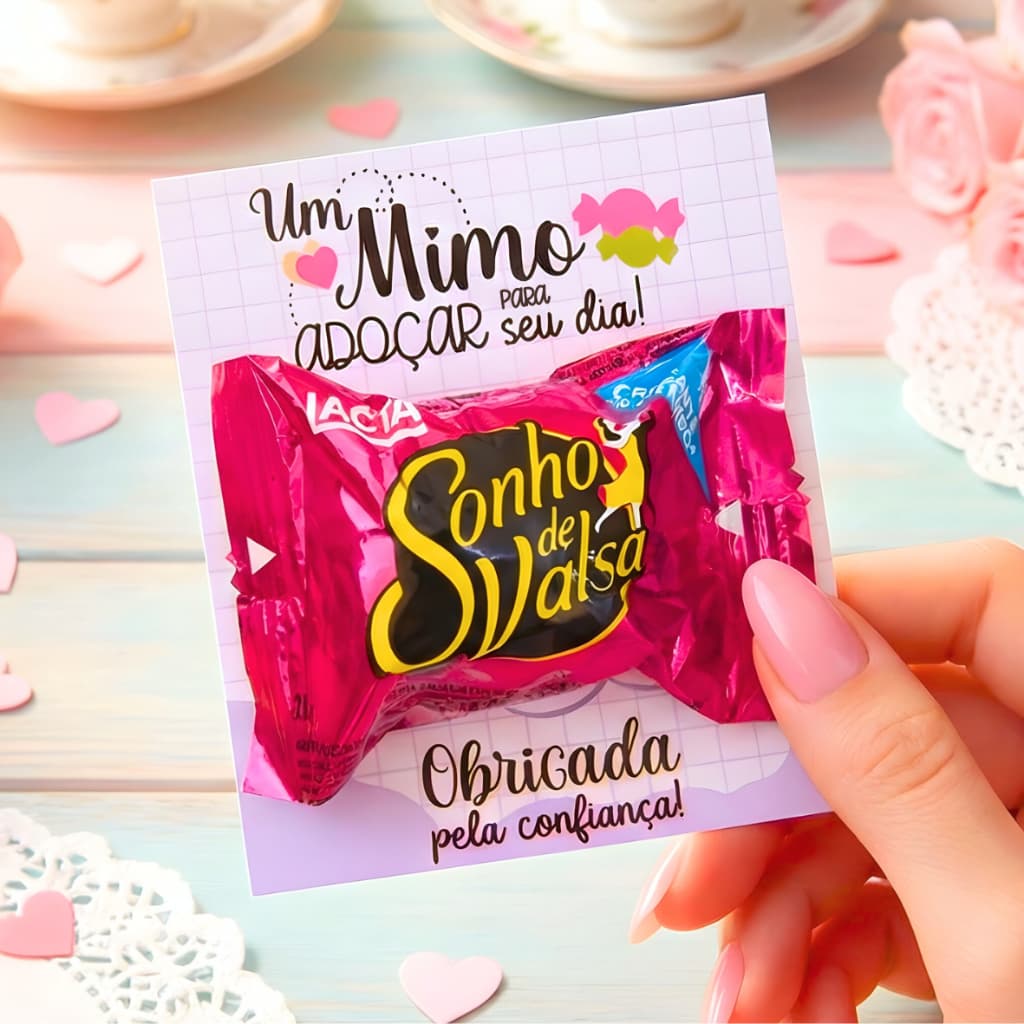 Cartões de Agradecimento Personalizado p/ Bombom - Um mimo para adoçar seu dia