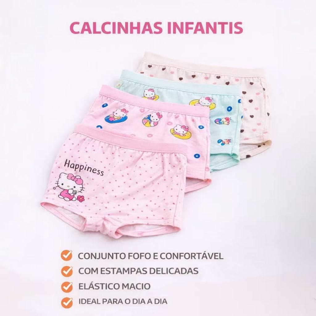 Kit Até 12 Calcinhas Boxer Infantil Conforto Diário Cores Sortidas Tecido Macio e Respirável