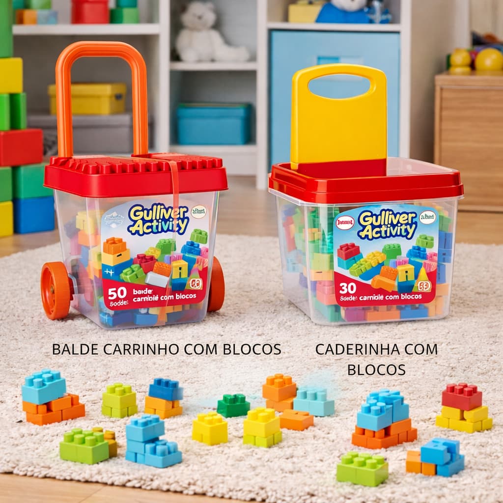 Brinquedos De Montar Carrinho Com Blocos Balde Com Blocos Peças Infantil Crianças Cadeira Colorido