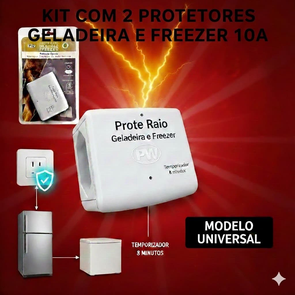 KIT com 2 Protetores Elétricos ProteRaio Geladeira e Freezer - Campeão de Vendas! -  Envio Imediato
