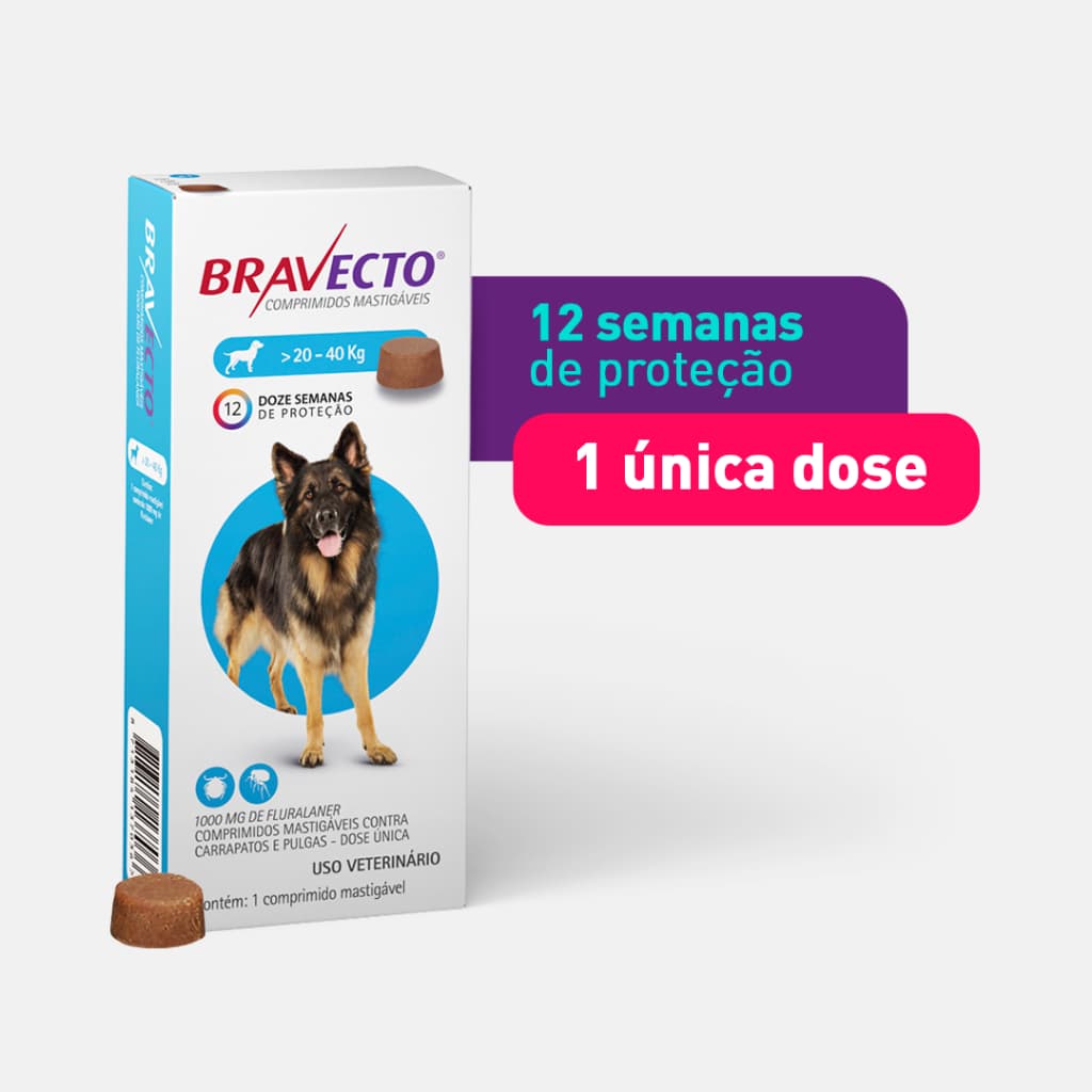 Antipulgas Bravecto para Cães de 20 à 40Kg