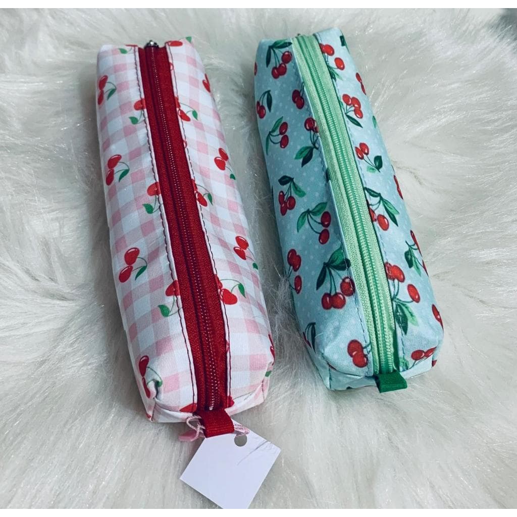 Estojo Escolar Organizador Faculdade Estampa de Cereja Lápis Caneta