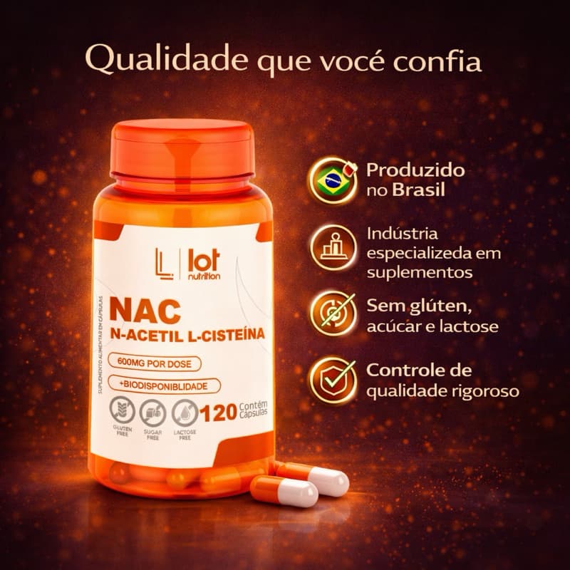 NAC Premium 600mg 120 Cápsulas Antioxidante Acetil cisteína Figado Detox