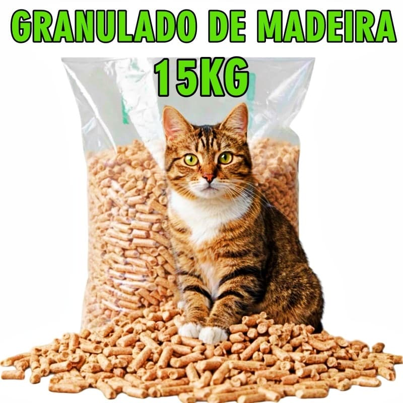 Granulado Higiênico De Madeira Biodegradável Gatos e Roedores 15kg