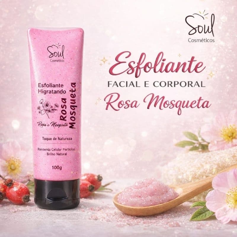 Esfoliante Facial e Corporal Rosa Mosqueta Sol Cosméticos 100g Hidratante