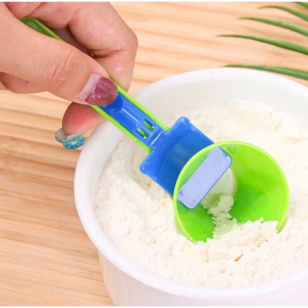 Colher deslizante de proteína medidora dosadora com funil para suplementos