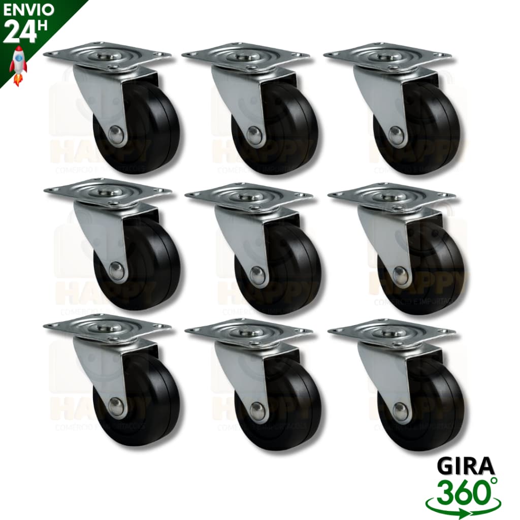 Rodízio Giratório 3,2cm Anti Ruído Rodinha Para Cadeira, Rack, Móveis e Vasos Multiuso