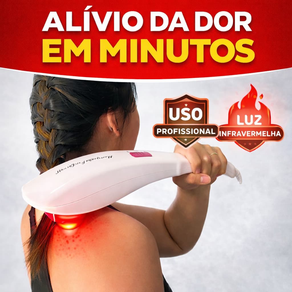 Massageador Elétrico Infravermelho Portátil Alívio Muscular Relaxamento + 5 Ponteiras de Massagem