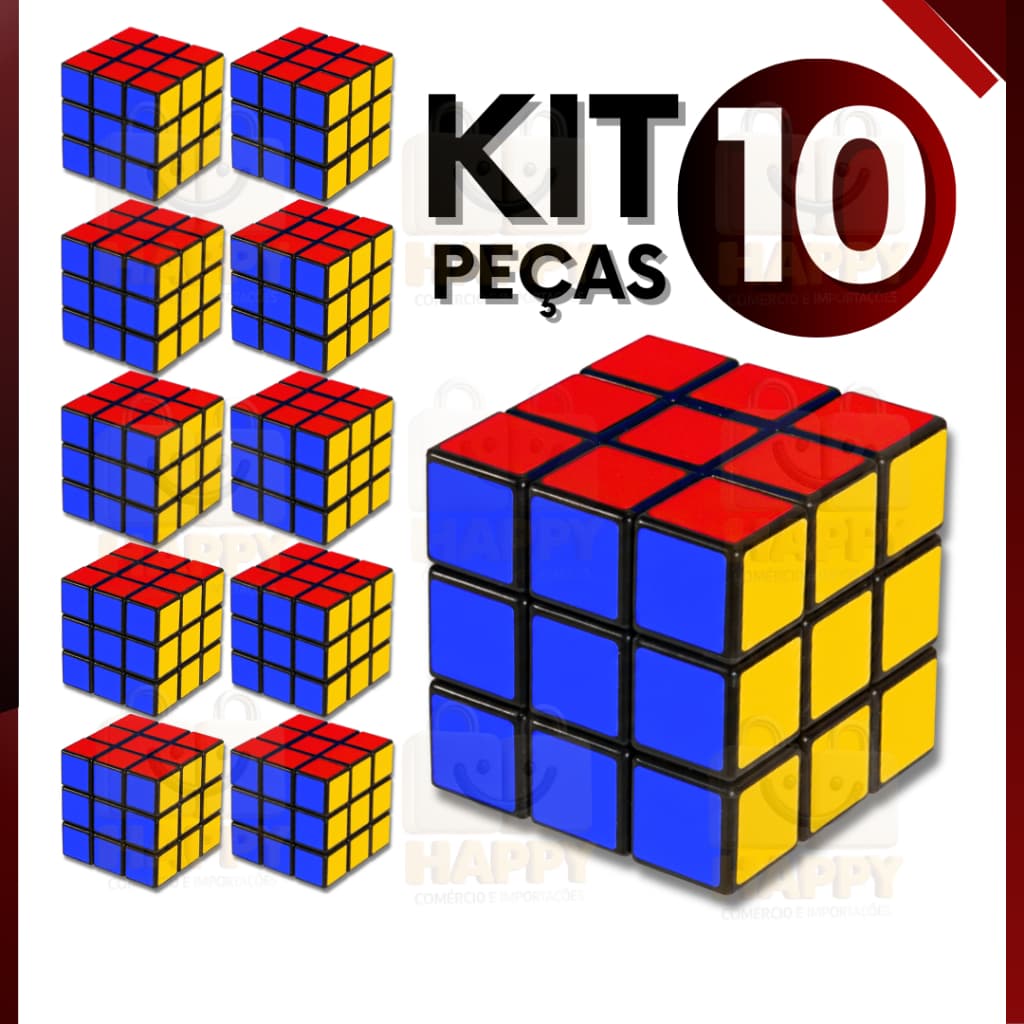 Kit 10 Cubo Mágico Clássico 5x5 cm Brinquedo Educativo para Crianças e Adultos