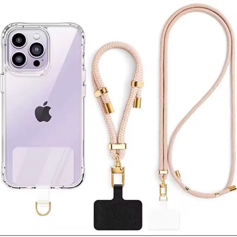 Kit de luxo Dulpo cordão para pescoço para mão Dourado Cordao Duplo forte para celular iPhone androide