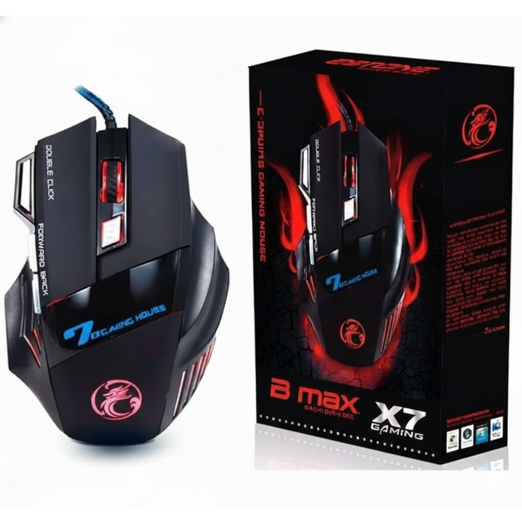 Mouse Gamer Laser X7 3200dpi Led Rgb Usb 7 Botões Profissional Original