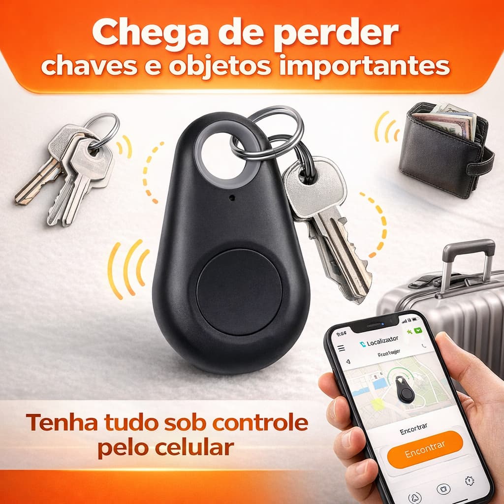 Chaveiro Rastreador GPS Bluetooth Localizador Anti Perda para Chaves Carteira Pet Bagagem/Mala