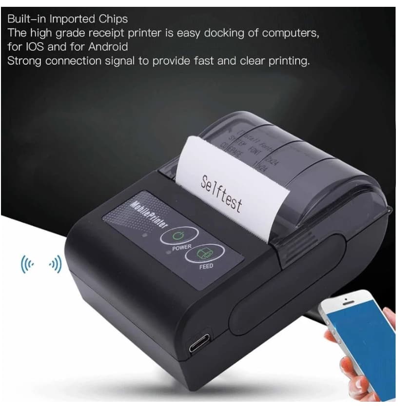 Mini Impressora 58mm Portátil Bluetooth Térmica Android Ios Sem Fio Celular Sem Tinta