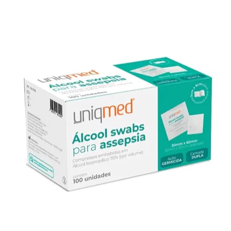 Álcool Swab 70% Saches 300 un Lenços Umedecidos para Assepsia Dupla Camada