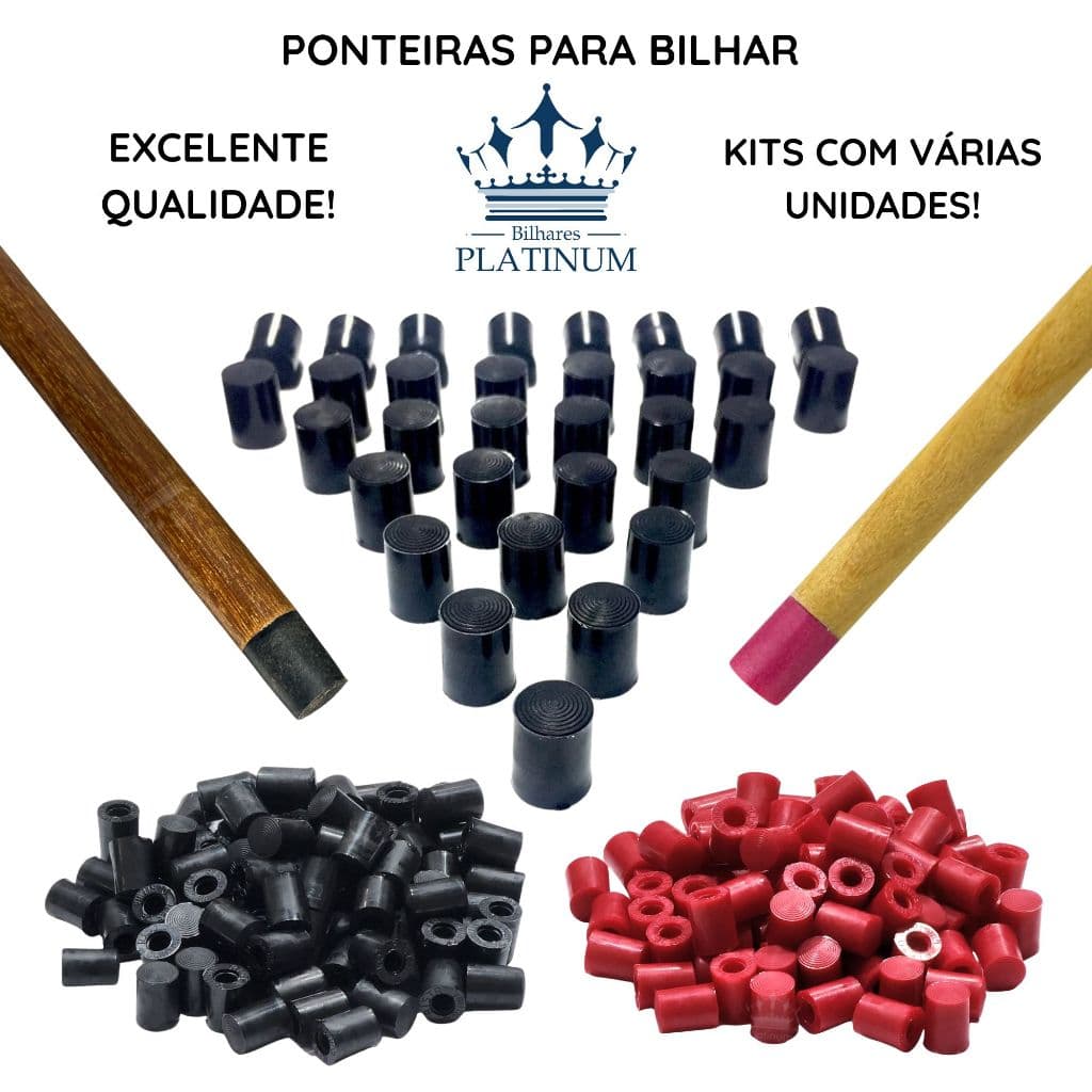 Ponteiras Virolas Para Taco De Bilhar Sinuca Rista Kits 10un 20un 50un Pretas / Vermelhas