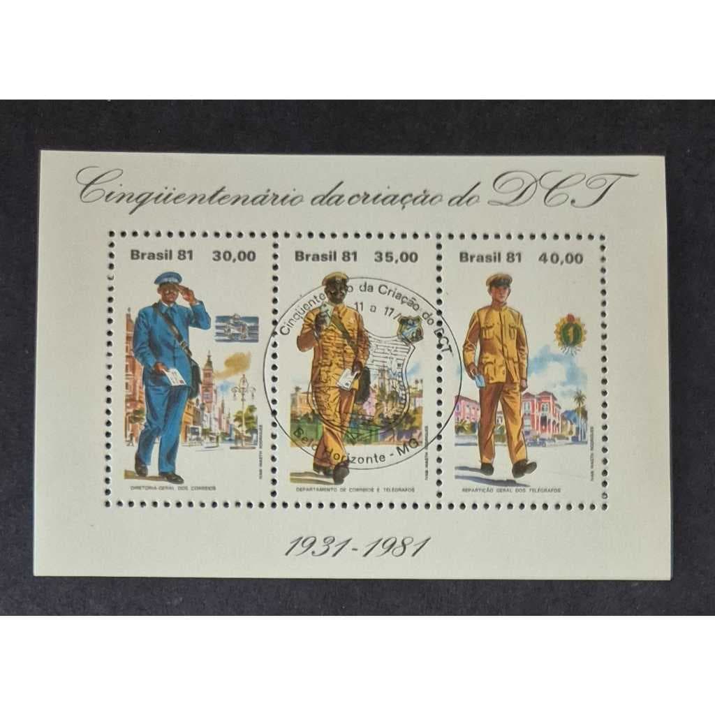 Bloco selo dos correios B47-50 Anos Criação Correios E Telégrafos Com carimbo de 1ºdia de circulação