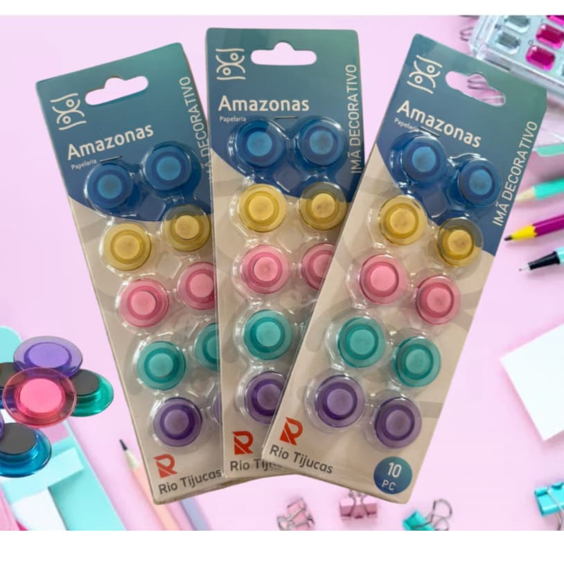 Kit 10, 20 ou 30 Imãs Bottons Colorido Para Pendurar Avisos Em Geladeira Ou Quadro Metálico