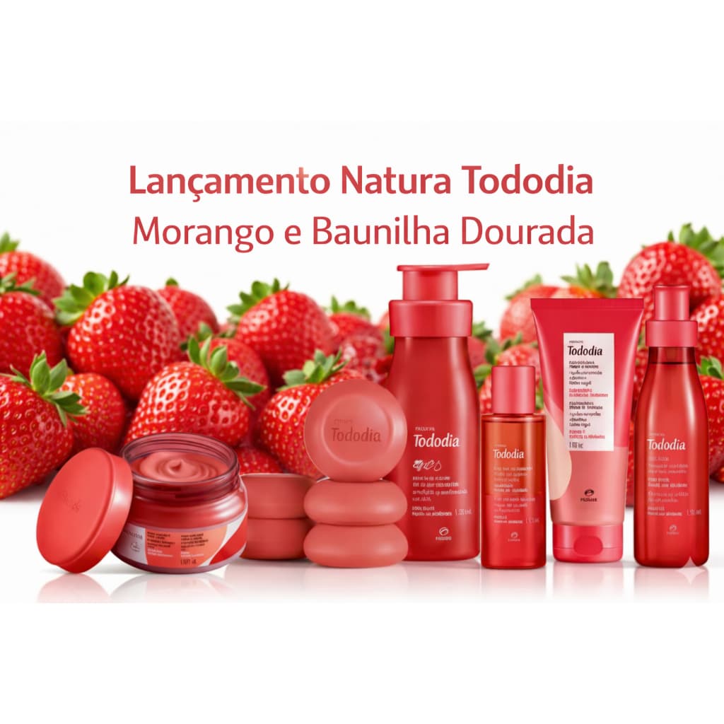 Lançamento Natura TodoDia Morango e Baunilha Dourada - Hidratante - Body Splash - Merengue [Lançamento 02/2026]