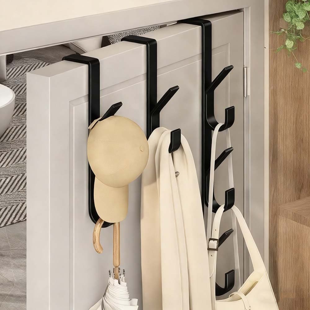 Ganchos de Carbono Reforçado para Porta Trás - 3/5/7 Ganchos, Antirriscos | Pendurar Roupas