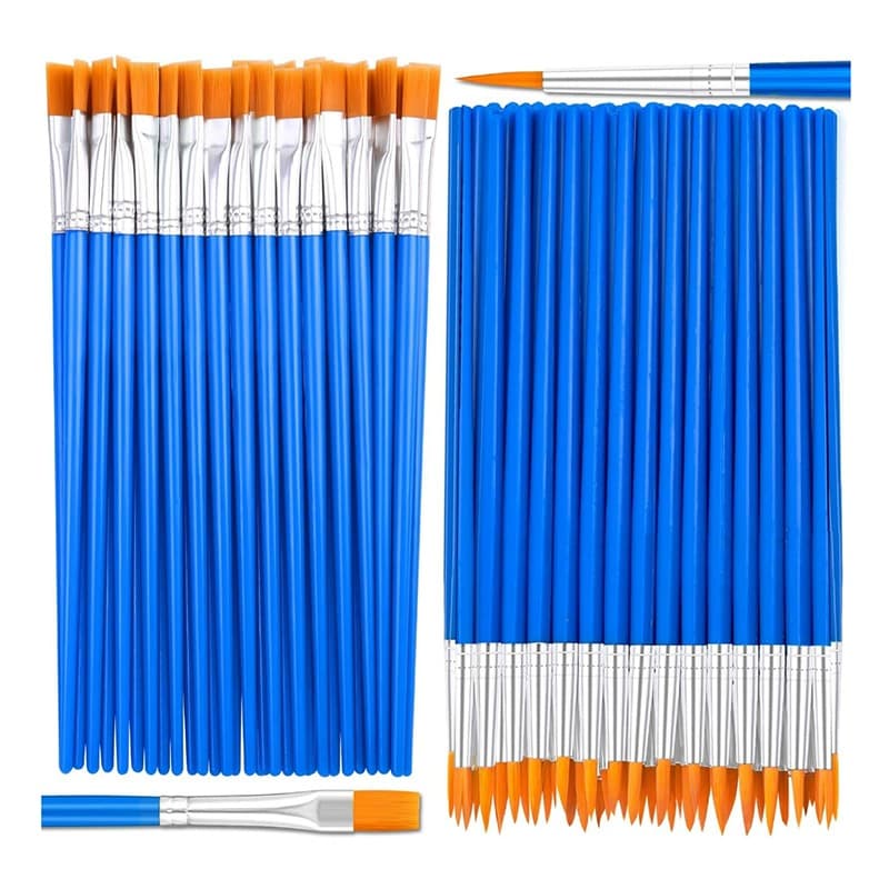 Conjunto De Pincéis De Pintura Profissional (50 Unidades)-Cerdas De Nylon De Vários Tamanhos Para Óleo/Água/Acrílico/Art