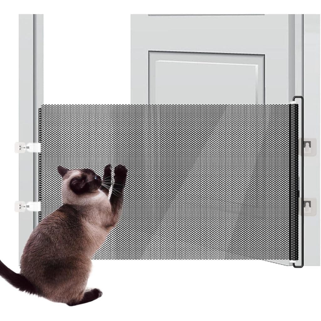 Portão Retrátil para Pets 78*180cm Ajustável, Branco/Preto