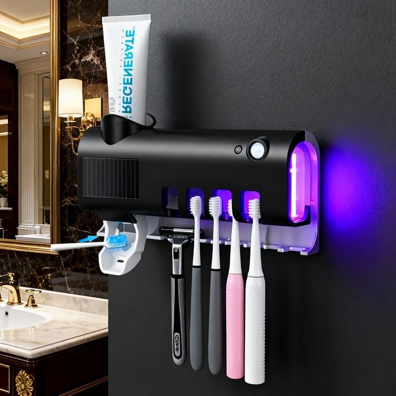 Aplicador Pasta De Dente Dispenser Porta Escovas Com Esterilizador Uv Promoção