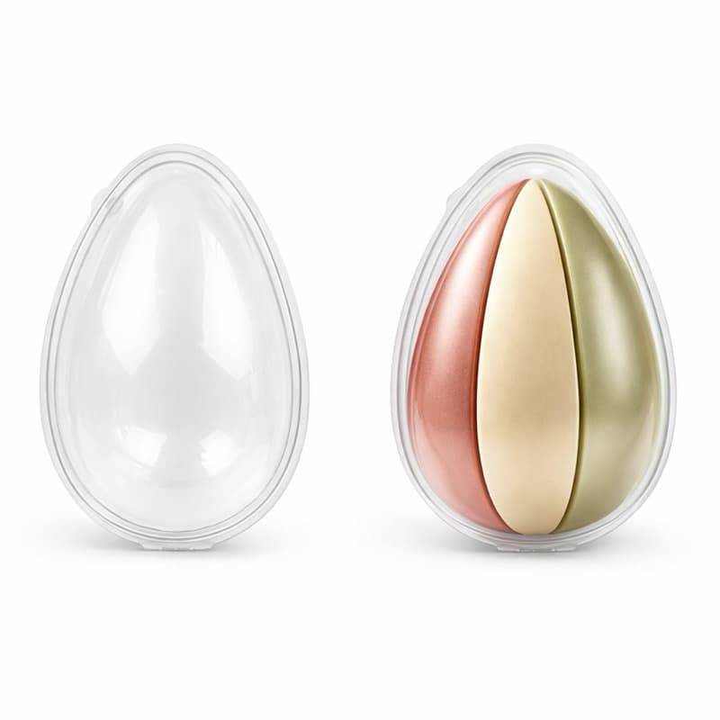 Blister Articulado para Ovo 6 Fatias 250g – Transparente | Embalagem para Ovo de Páscoa 6 Fatias