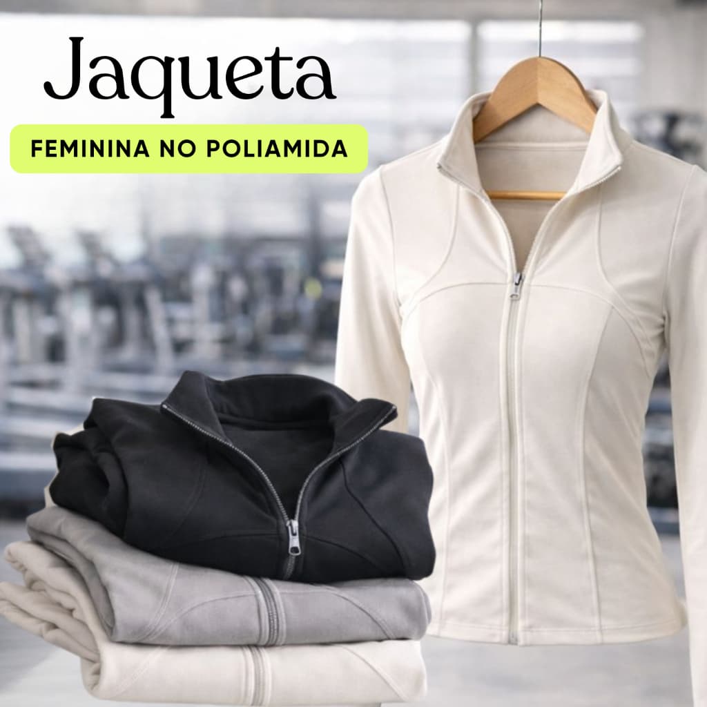 Jaqueta Esportiva Poliamida Feminina UV Dedal No Punho Zíper Frontal Manga Longa Confortável