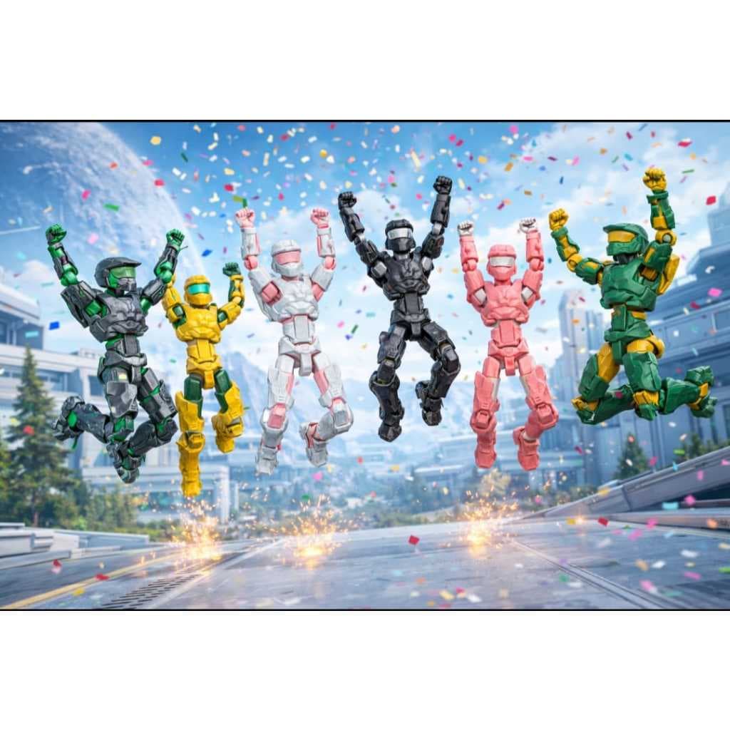 Boneco Dummy 13 Articulado Robô Futurista Verde e Cinza | Action Figure Geek Robo HALO