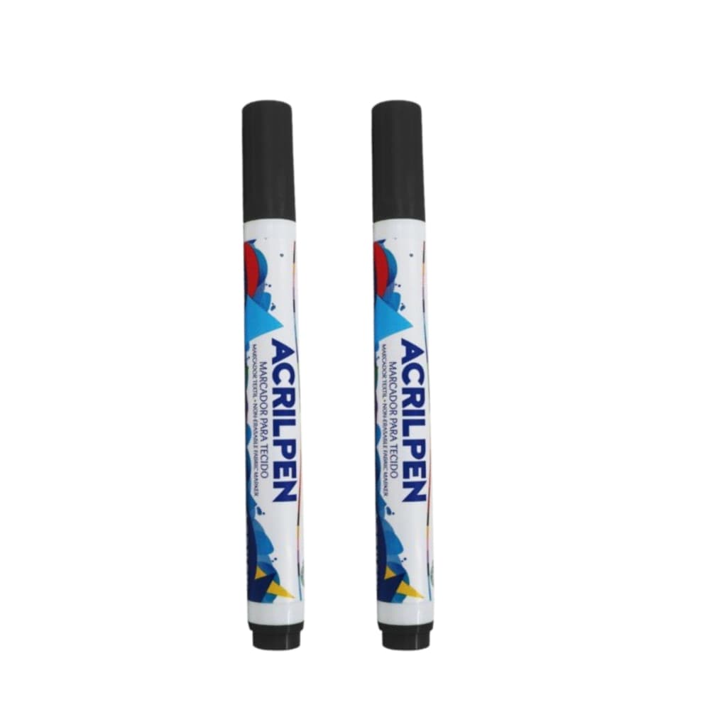 Caneta Para Tecido Acrilex Acrilpen Preto 520 Permanente Ponta Fina