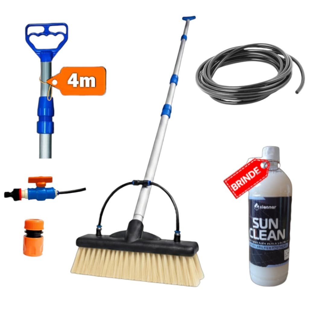 Vassoura para limpeza de placa solar com cabo de 4 metros