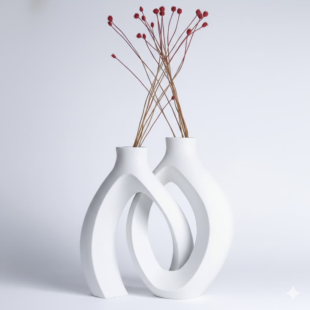 Vaso Decorativo Moderno Branco 15cm Vaso Duplo para Flores Artificiais