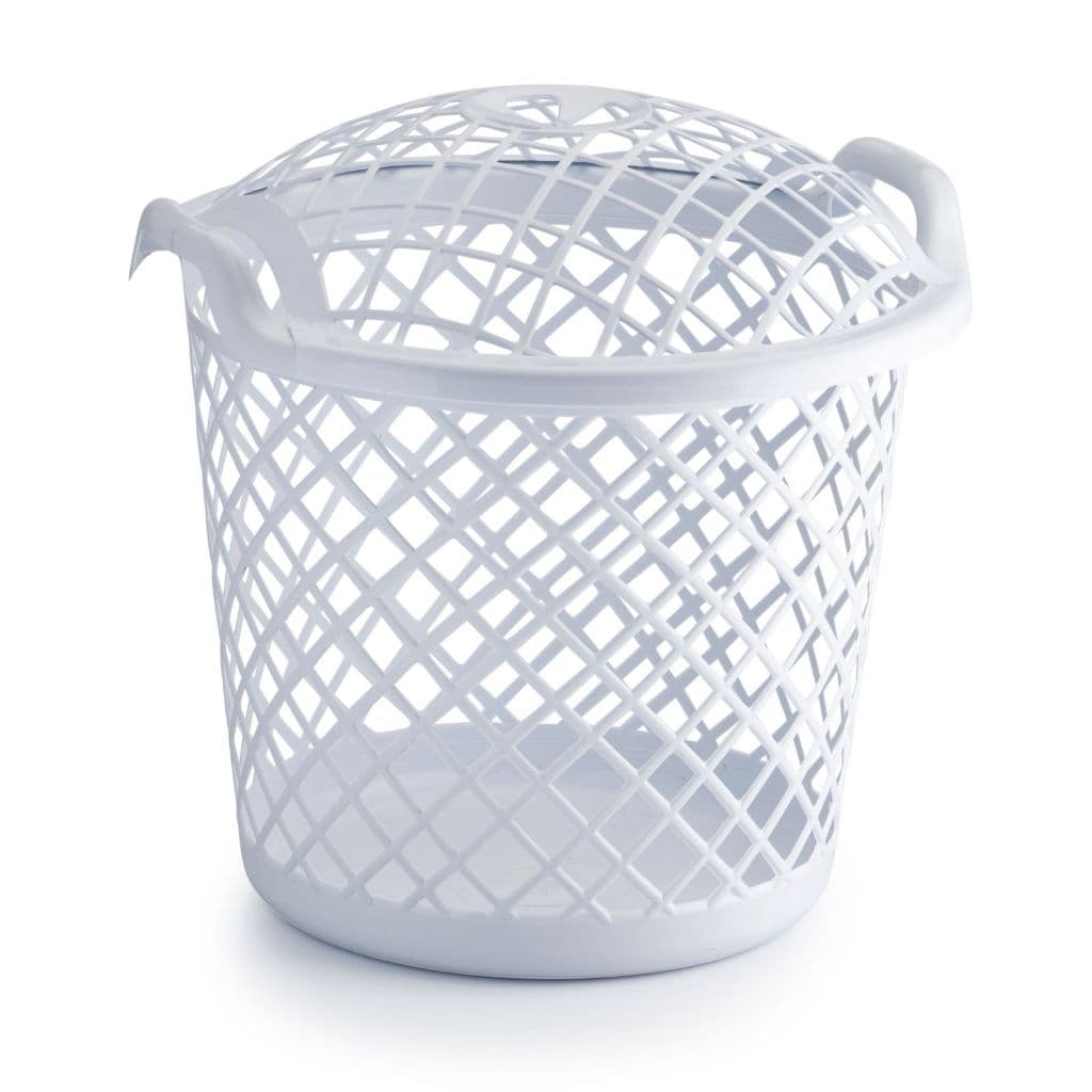 Cesto Resistente Para Roupa Suja Com Tampa Alça Telado De 30L Preto Cinza Branco Banheiro Lavanderia