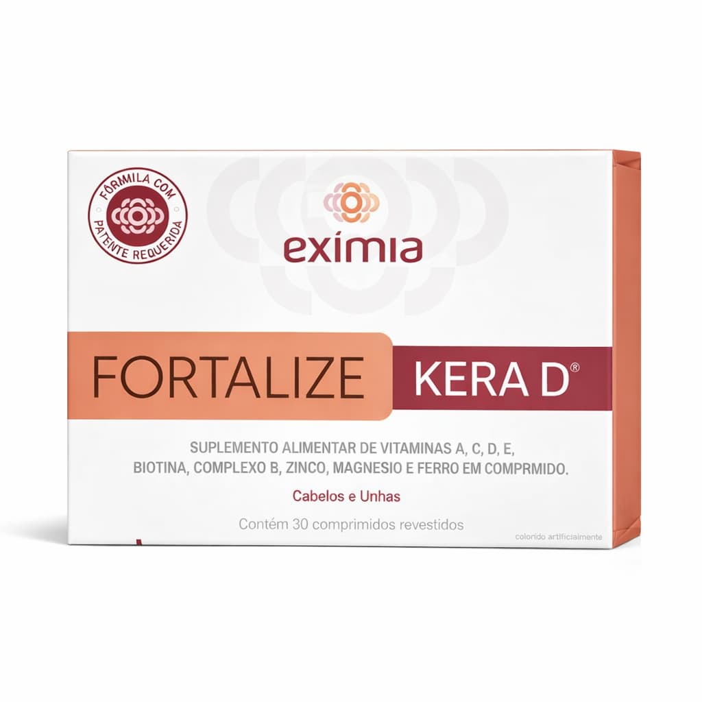 Exímia Fortalize Kera D 30 Comprimidos – Cabelos e Unhas Fortes | Biotina + Vitamina D + Zinco