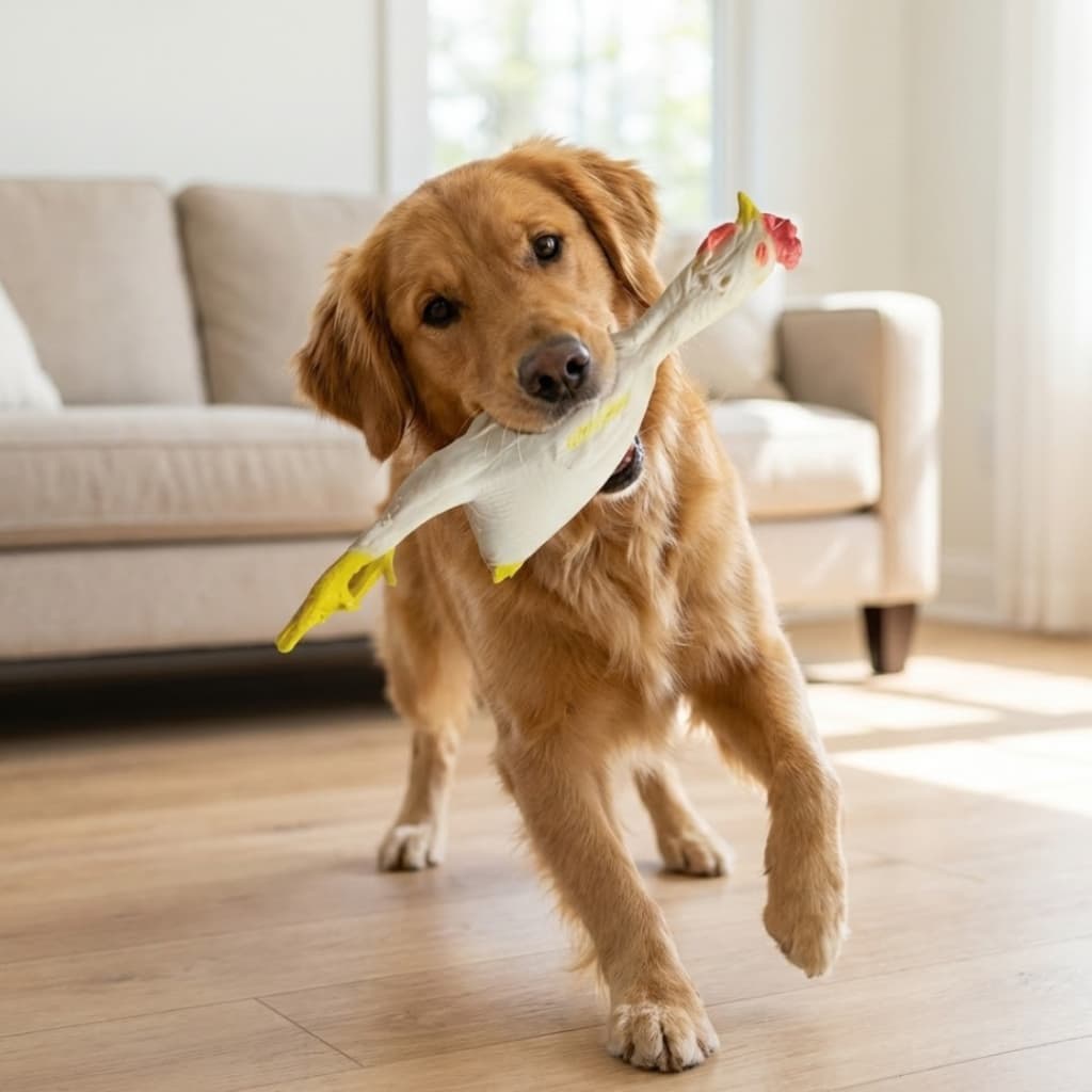 Brinquedo Mordedor Frango Cachorro Latex Natural Apito Sonoro Atóxico Resistente Anti Tedio Todas Racas Portes INMETRO