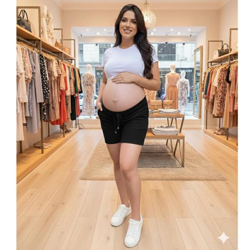 Short  Maternidade Bermuda Gestante Gavida Cos Alto