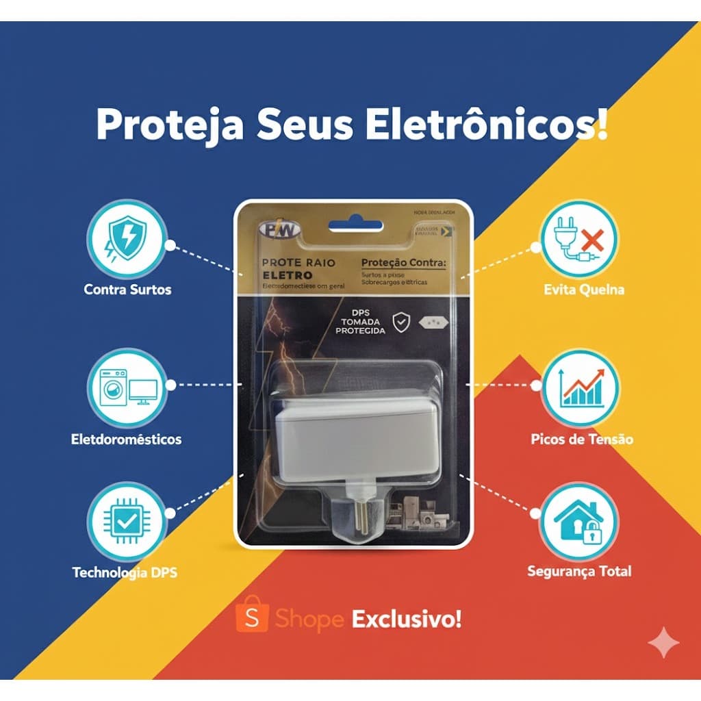 Protetor de Raio PW Eletro 2 Tomadas 127V / 220v