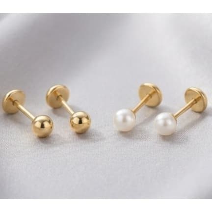 Brinco Baby Antialérgico para Recém-Nascido – Banhado a Ouro 18K com Tarraxa Baby