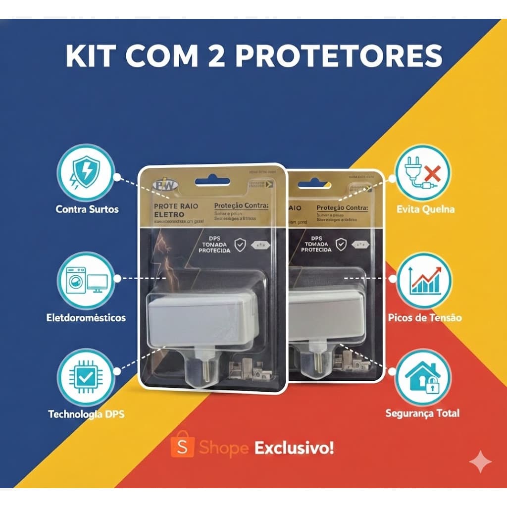 Kit com 2 Protetores de Raio PW Eletro 2 Tomadas 10A - O Mais Vendido!