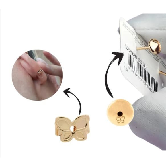 Tarraxas Rommanel Originais Hipoarlergenicas Borboletas ou baby Folheadas a Ouro 18k