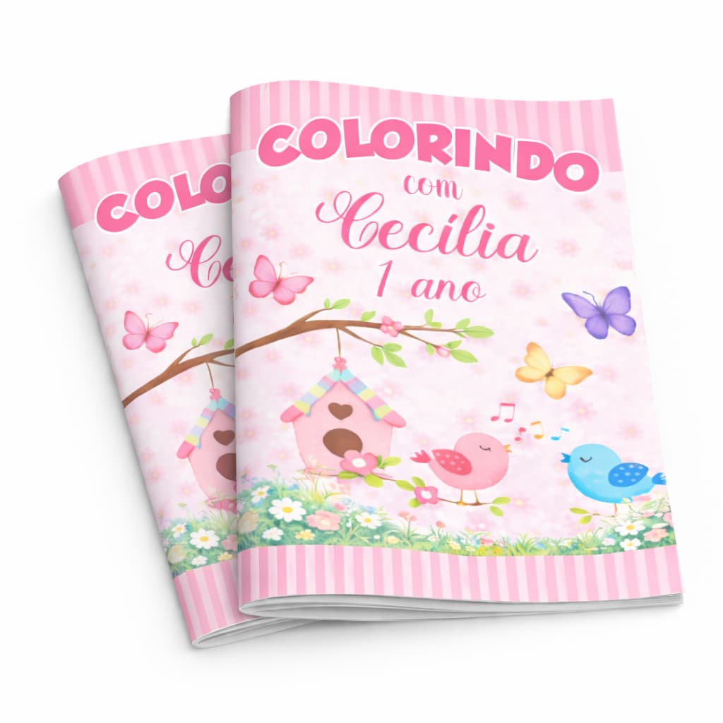 Livrinho de Colorir JARDIM ENCANTADO BORBOLETAS Personalizado Lembrancinha Pegue Monte