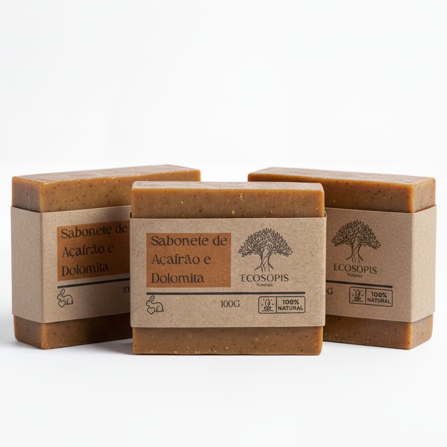Kit 3 Sabonetes de Açafrão e Dolomita Natural