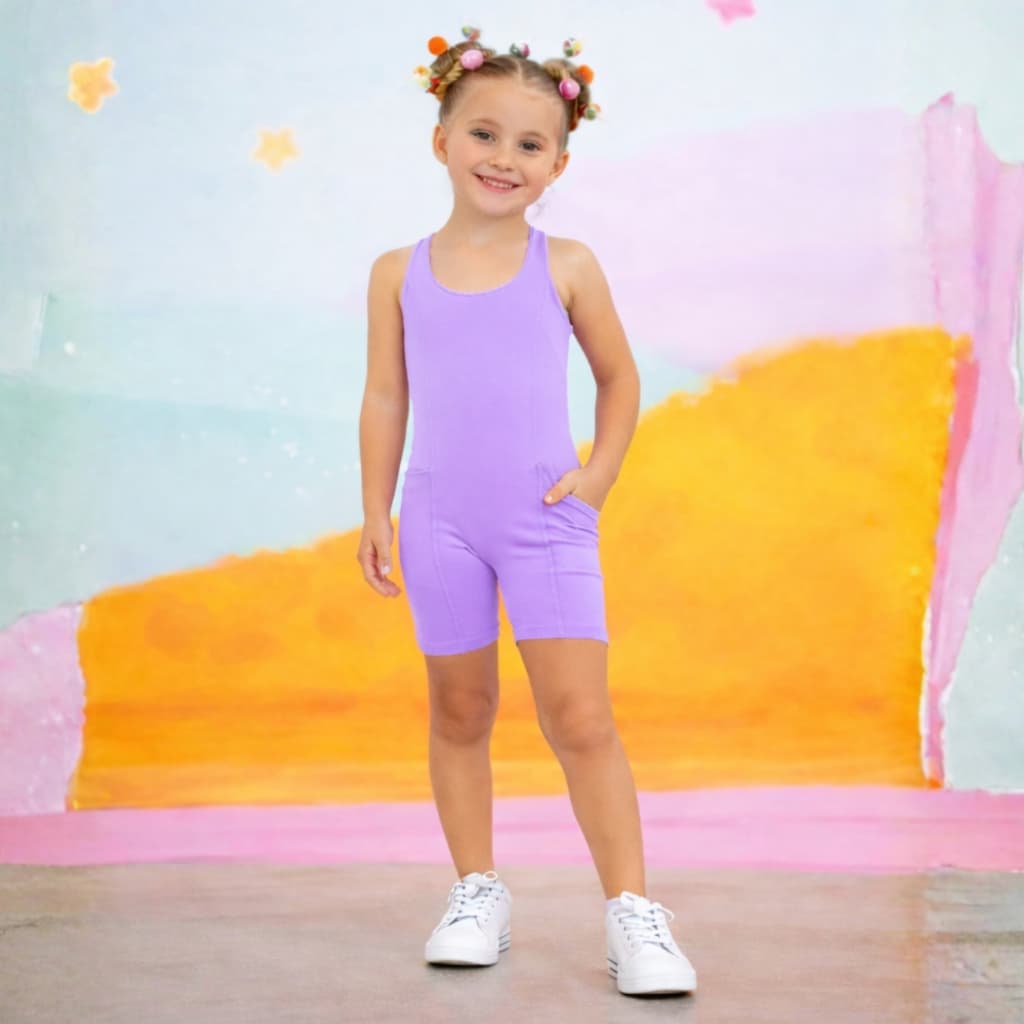 Roupa Ginastica Macaquinho Infantil Feminino Lycra Poliamida Menina Fitness Treino