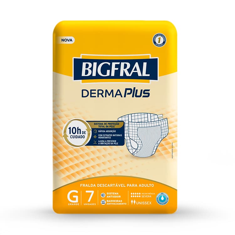 Fralda Adulto Derma Plus tamanho G 7 Unidades Bigfral