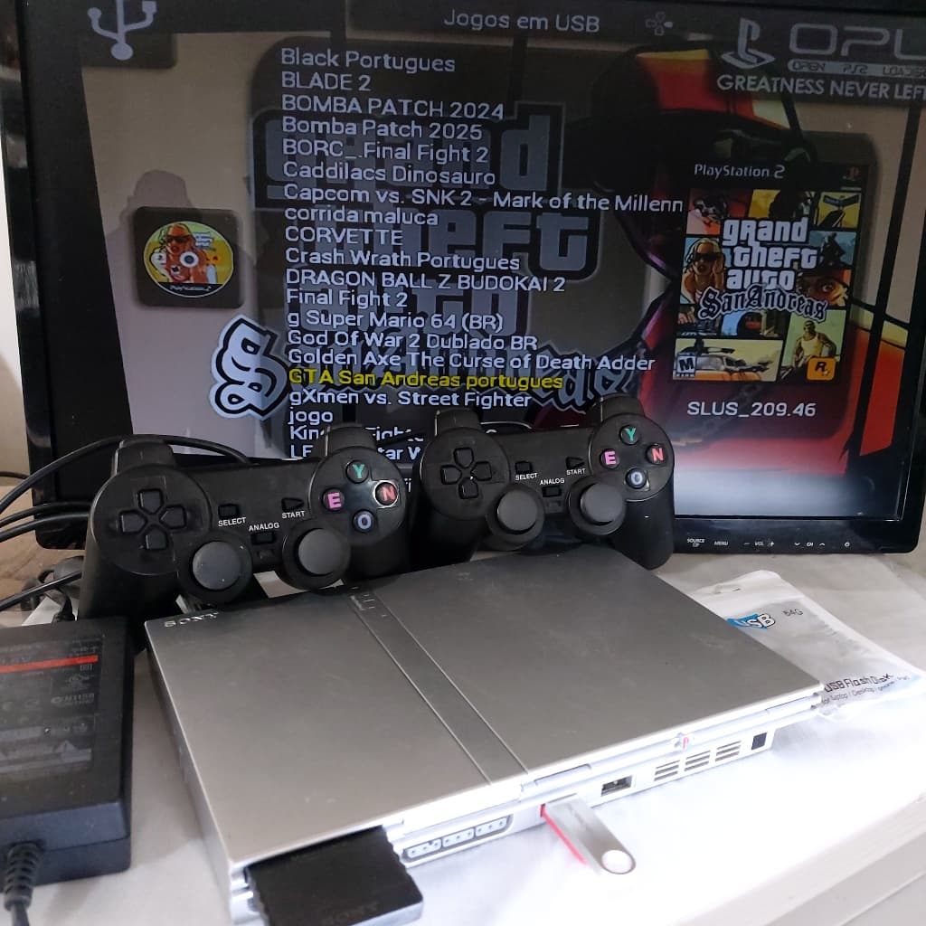 ps2 prata opl 64gb 70 jogos