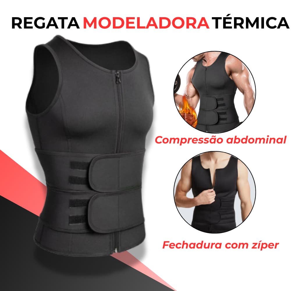 Regata Térmica Cinta Modeladora masculina para emagrecer Efeito sauna Redutora Não Marca Roupa
